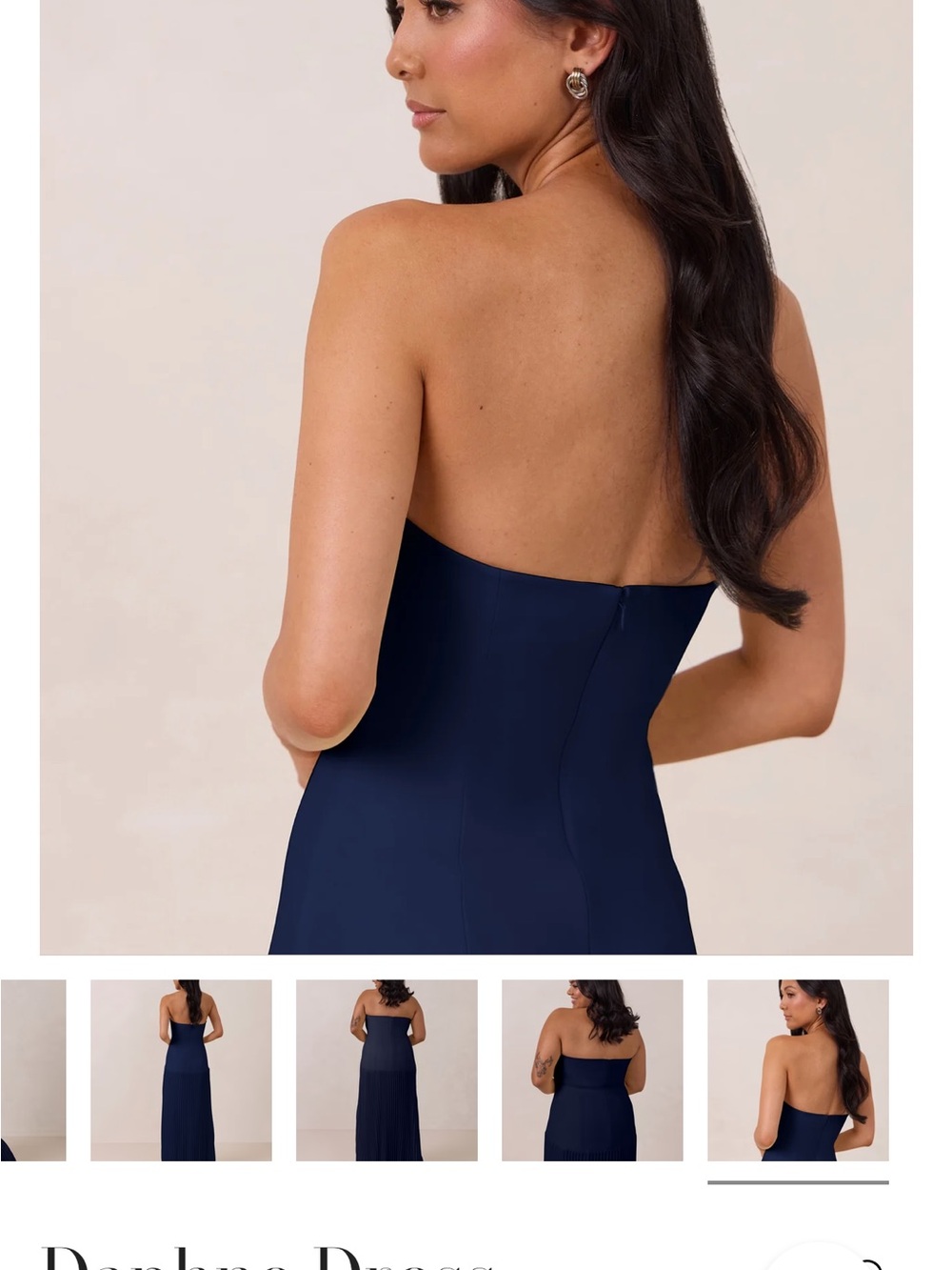 Park & Fifth Navy Strapless Pleated Maxi Dress - Picture 3 of 4